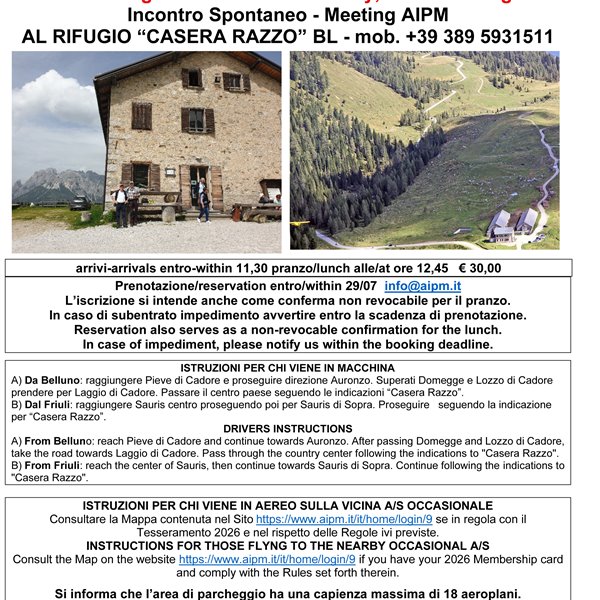 Incontro Spontaneo /Meeting AIPM in Casera Razzo